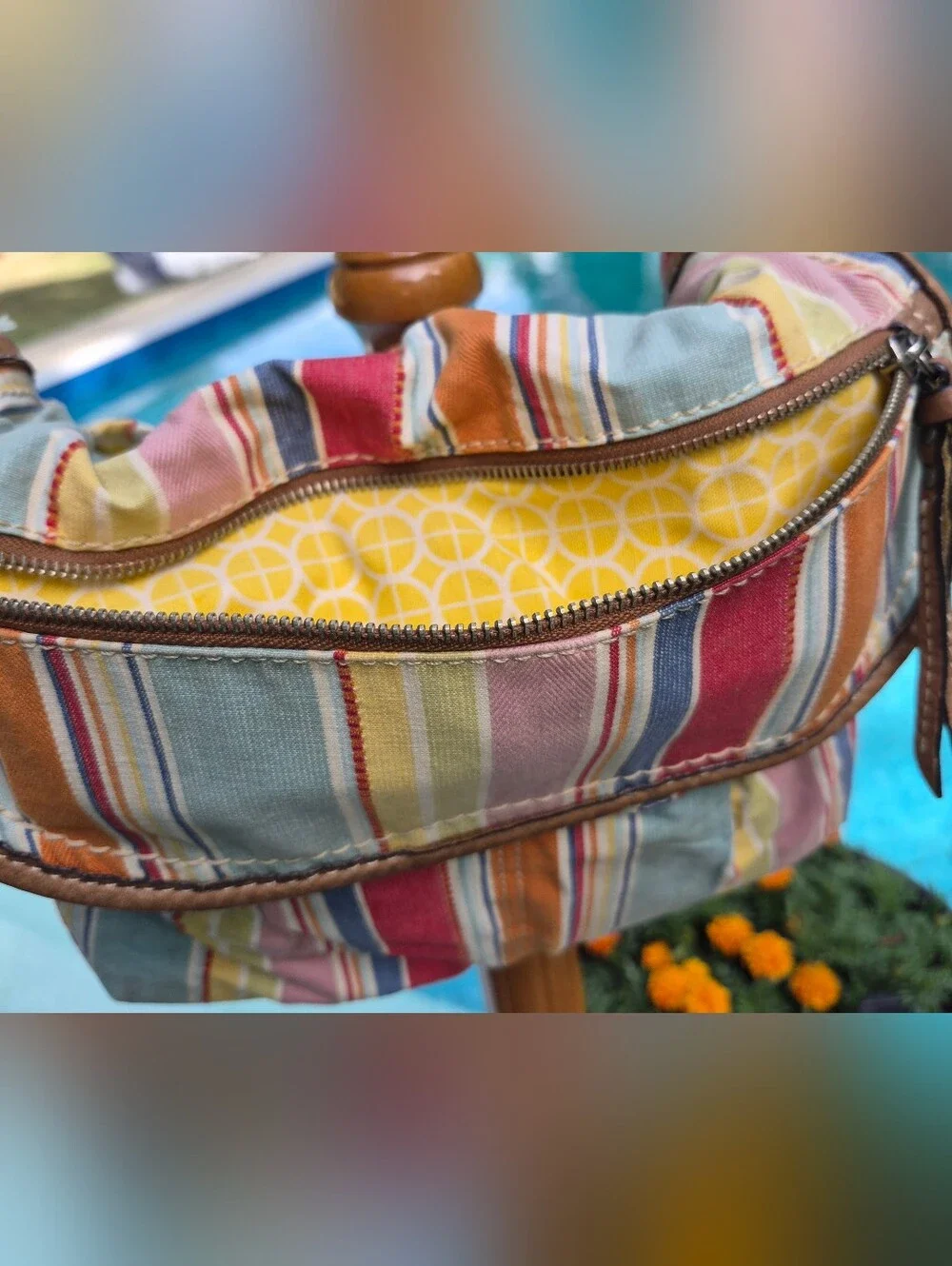 Fossil Multicolor Striped Denim Crossbody bag, Messenger Style - Picture 8 of 9